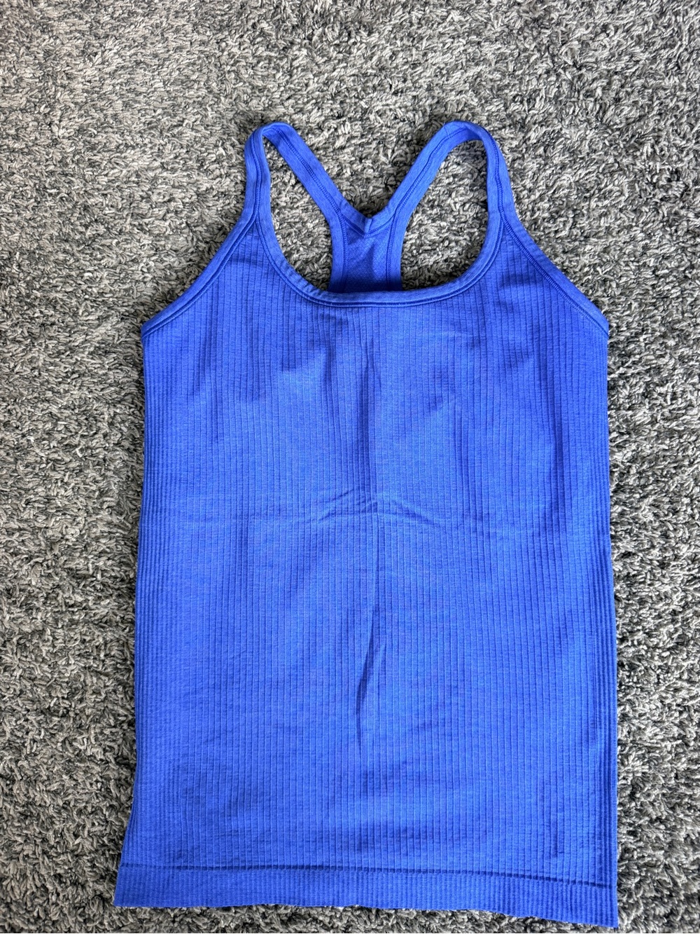 Lululemon Ebb to Street Tank Size 8 Bright Blue Ribbed Racerback